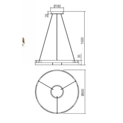 Redo 01-3172 - LED Dimmable chandelier on a string CASTLE LED/36W/230V gold