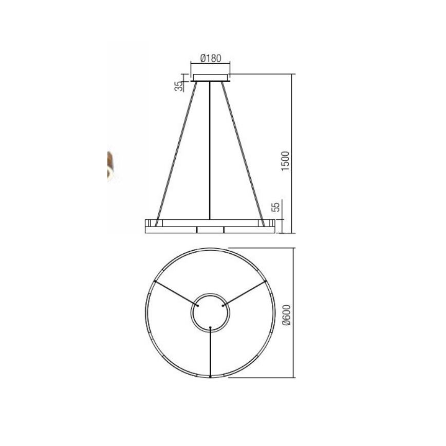 Redo 01-3172 - LED Dimmable chandelier on a string CASTLE LED/36W/230V gold