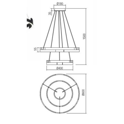 Redo 01-3178 - LED Dimmable chandelier on a string CASTLE LED/60W/230V gold
