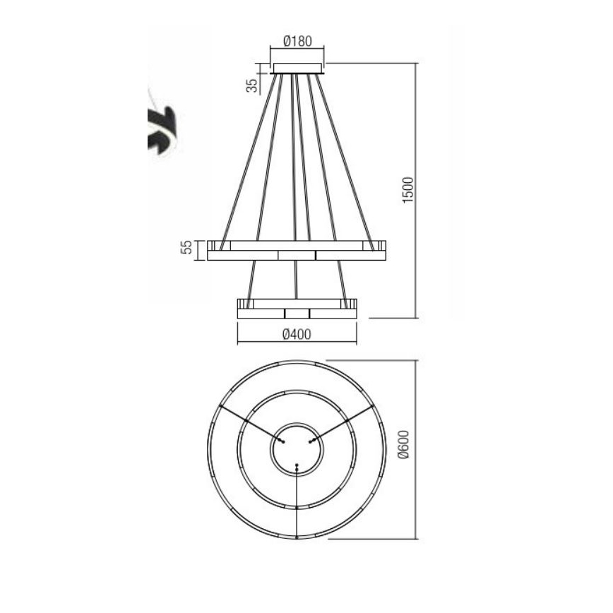 Redo 01-3178 - LED Dimmable chandelier on a string CASTLE LED/60W/230V gold
