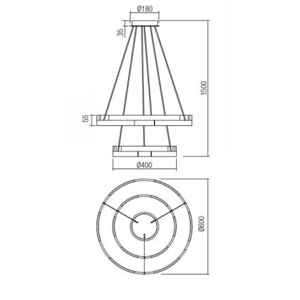 Redo 01-3179 - LED Dimmable chandelier on a string CASTLE LED/60W/230V black