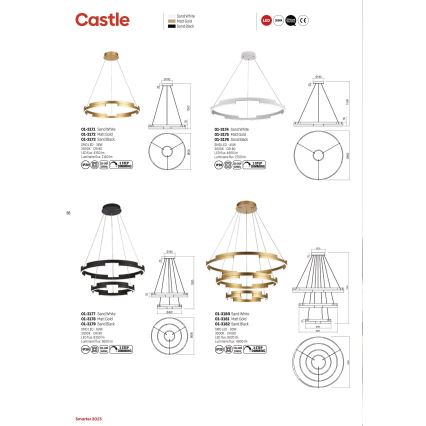 Redo 01-3181 - LED Dimmable chandelier on a string CASTLE LED/80W/230V gold