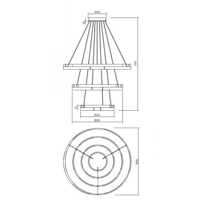 Redo 01-3181 - LED Dimmable chandelier on a string CASTLE LED/80W/230V gold