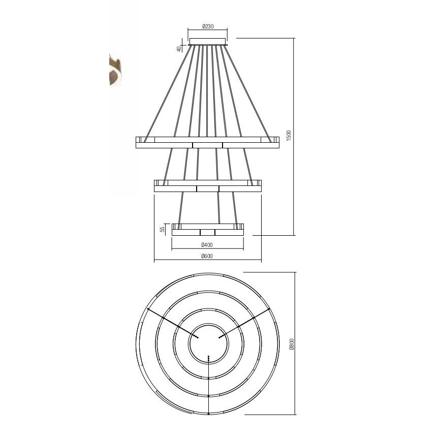 Redo 01-3182 - LED Dimmable chandelier on a string CASTLE LED/80W/230V black