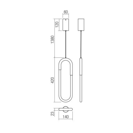 Redo 01-3183 - LED Dimmable chandelier on a string LATIUM LED/9W/230V brass