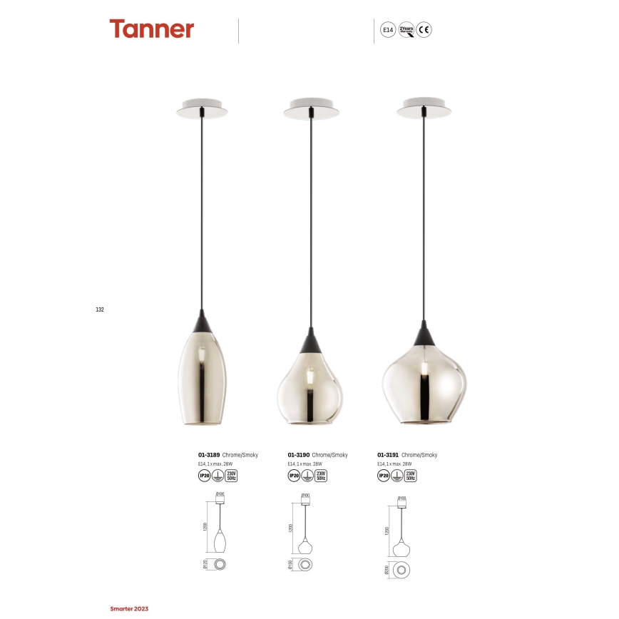 Redo 01-3190 - Chandelier on a string TANNER 1xE14/28W/230V d. 15 cm