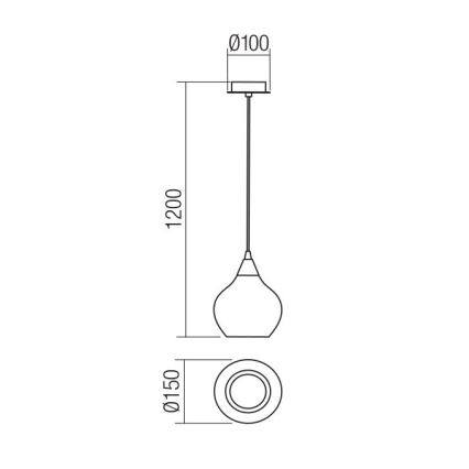 Redo 01-3190 - Chandelier on a string TANNER 1xE14/28W/230V d. 15 cm