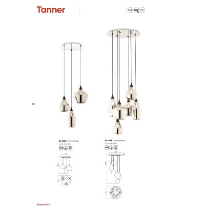 Redo 01-3192 - Chandelier on a string TANNER 3xE14/28W/230V d. 37,6 cm