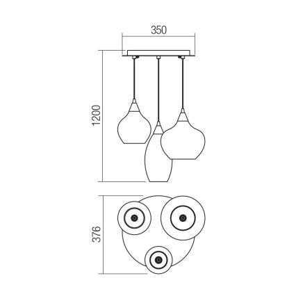 Redo 01-3192 - Chandelier on a string TANNER 3xE14/28W/230V d. 37,6 cm
