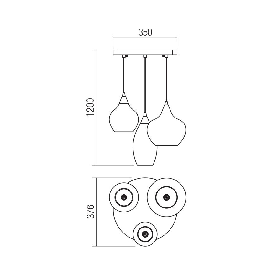 Redo 01-3192 - Chandelier on a string TANNER 3xE14/28W/230V d. 37,6 cm