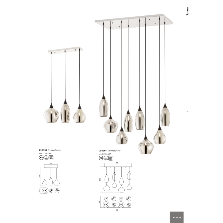 Redo 01-3193 - Chandelier on a string TANNER 3xE14/28W/230V