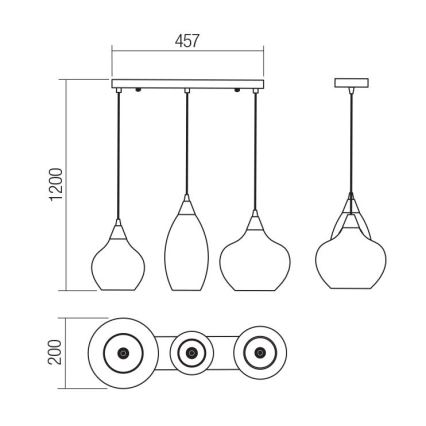 Redo 01-3193 - Chandelier on a string TANNER 3xE14/28W/230V