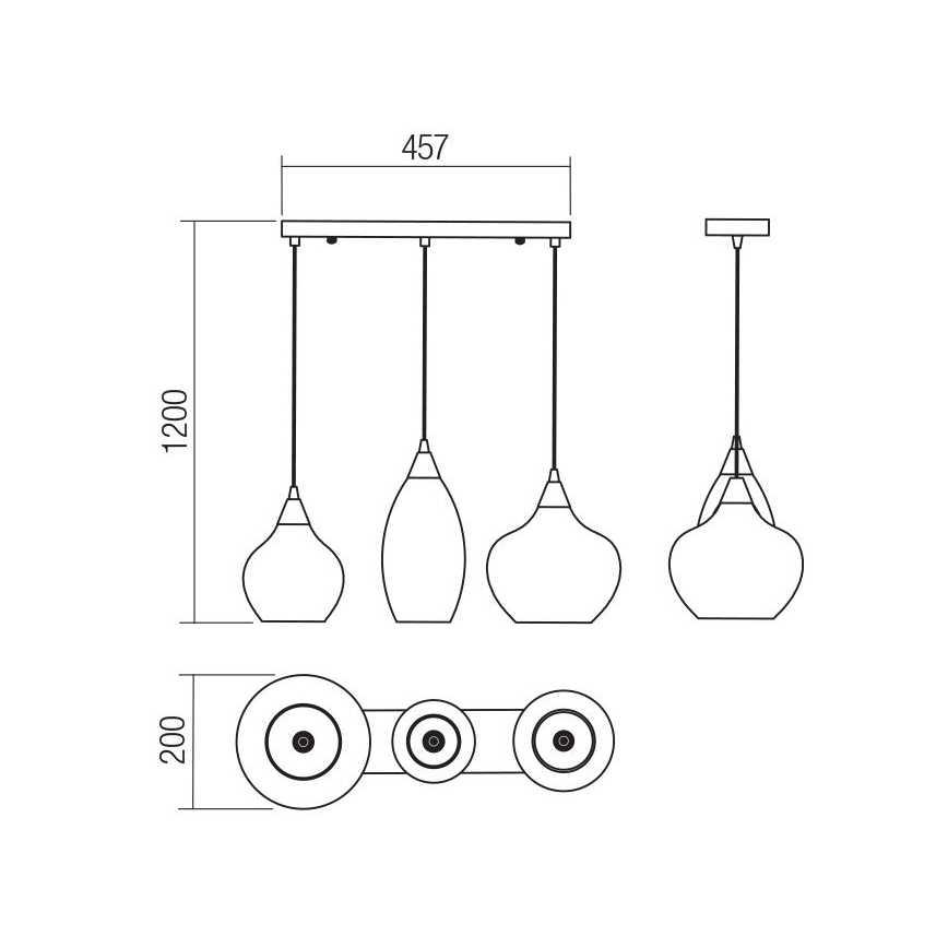 Redo 01-3193 - Chandelier on a string TANNER 3xE14/28W/230V
