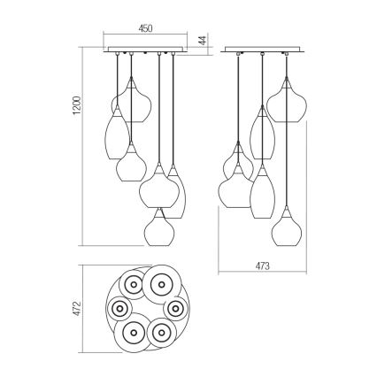 Redo 01-3194 - Chandelier on a string TANNER 6xE14/28W/230V d. 47,2 cm