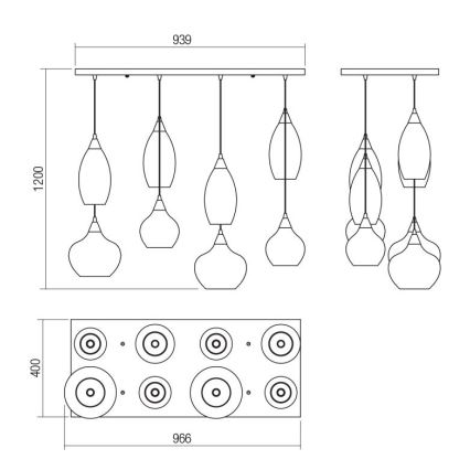 Redo 01-3195 - Chandelier on a string TANNER 8xE14/28W/230V