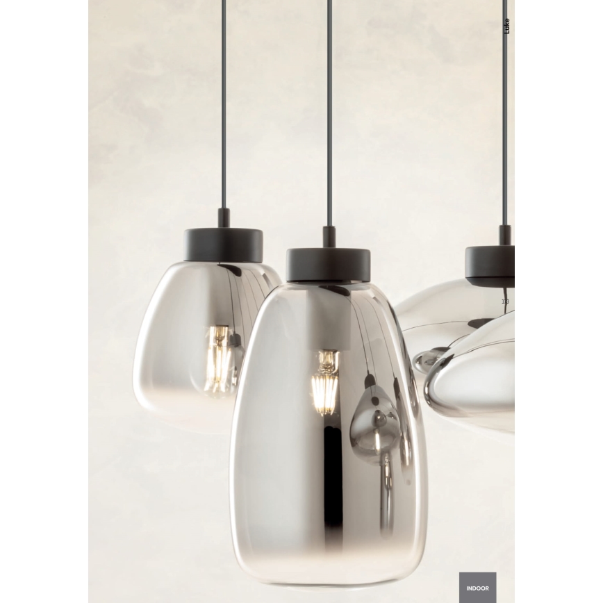 Redo 01-3196 - Chandelier on a string LUKE 1xE27/42W/230V d. 17 cm black
