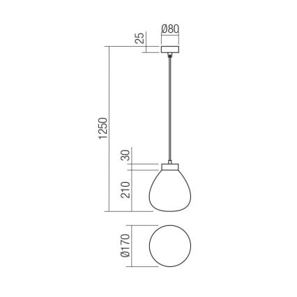 Redo 01-3196 - Chandelier on a string LUKE 1xE27/42W/230V d. 17 cm black