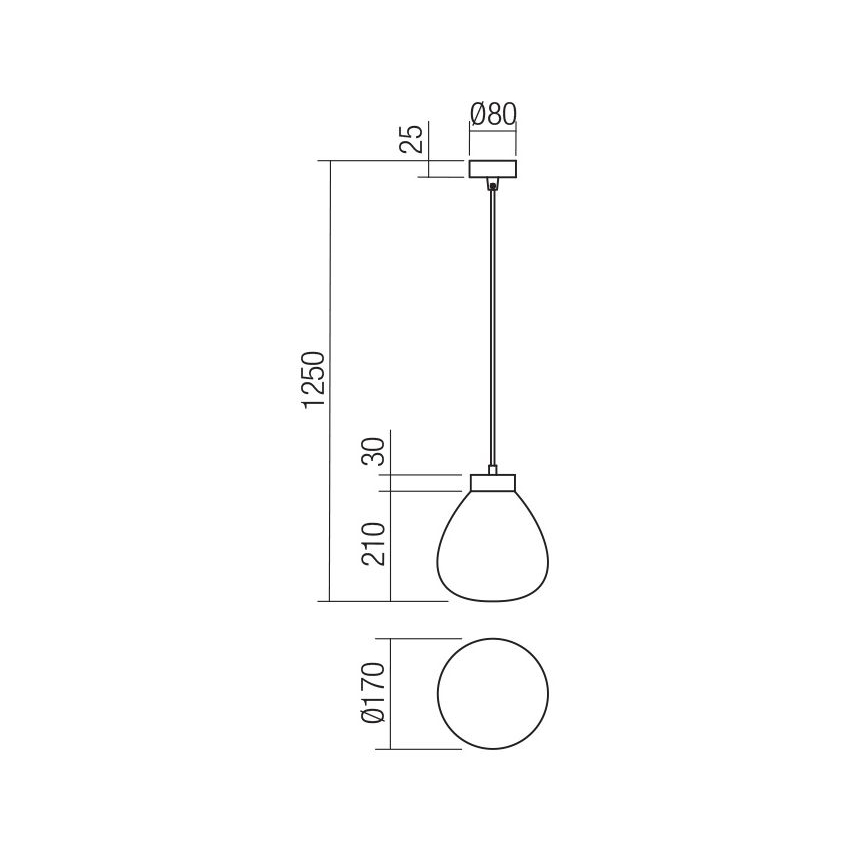 Redo 01-3196 - Chandelier on a string LUKE 1xE27/42W/230V d. 17 cm black