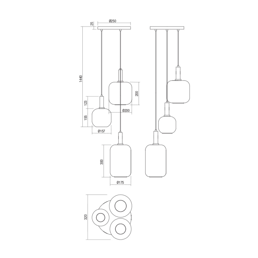 Redo 01-3198 - Chandelier on a string BRINA 3xE27/23W/230V