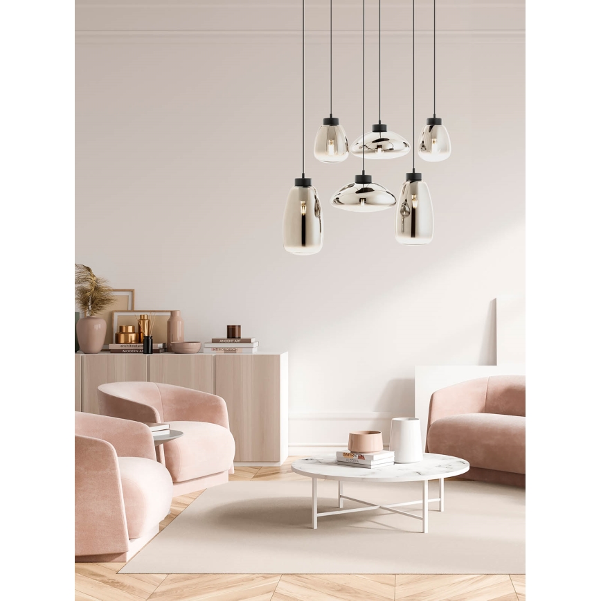 Redo 01-3212 - Chandelier on a string LUKE 6xE27/42W/230V black
