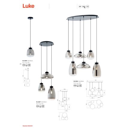 Redo 01-3212 - Chandelier on a string LUKE 6xE27/42W/230V black