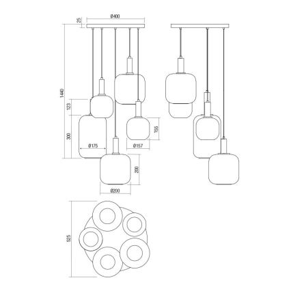 Redo 01-3214 - Chandelier on a string BRINA 5xE27/23W/230V