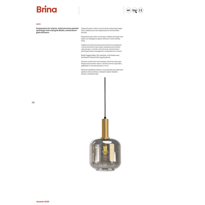 Redo 01-3215 - Chandelier on a string BRINA 6xE27/23W/230V