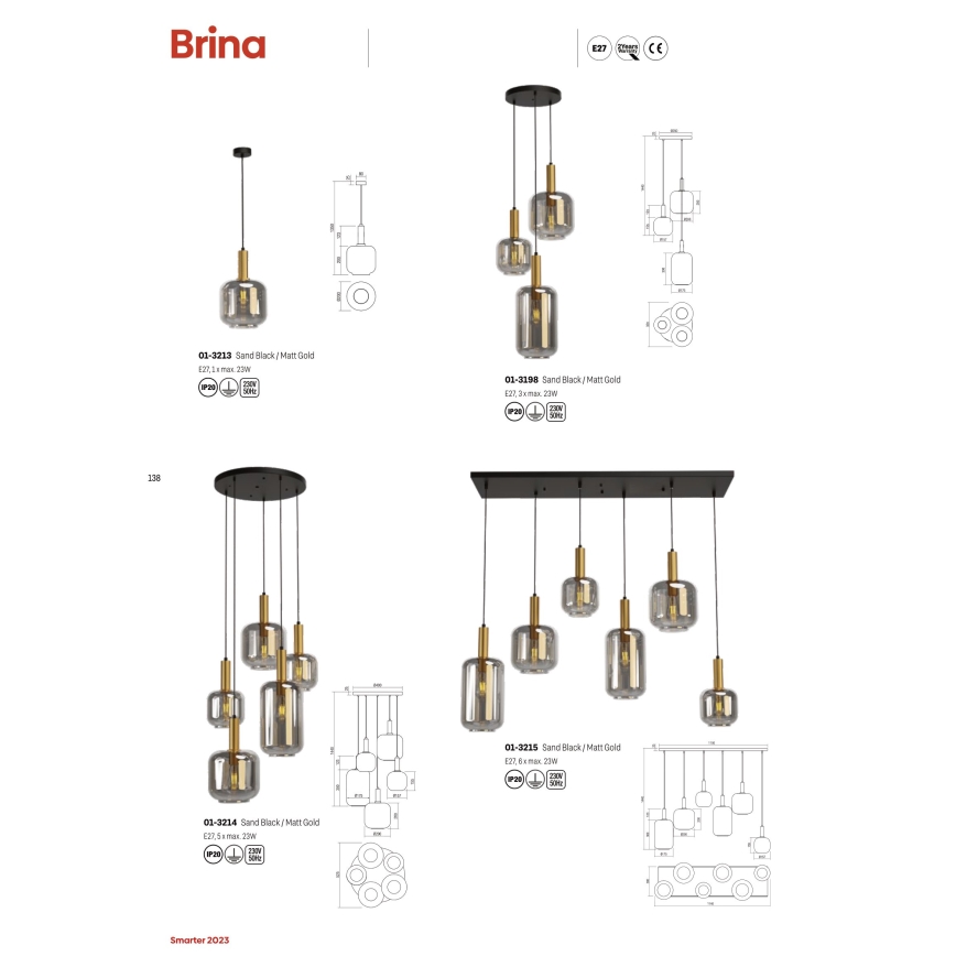 Redo 01-3215 - Chandelier on a string BRINA 6xE27/23W/230V