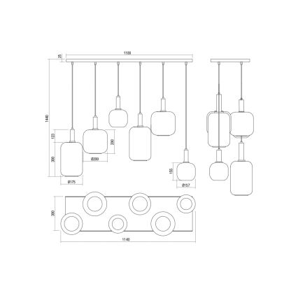 Redo 01-3215 - Chandelier on a string BRINA 6xE27/23W/230V