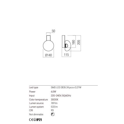 Redo 01-3240 - LED Wall light SINCLAIR LED/6,5W/230V CRI 93 IP21 black