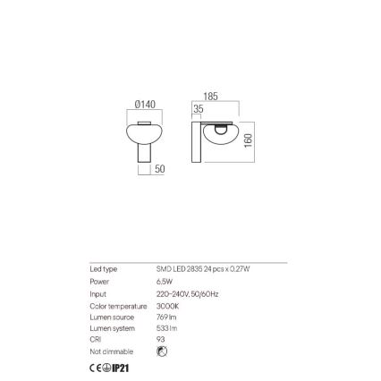 Redo 01-3242 - LED Wall light SINCLAIR LED/6,5W/230V CRI 93 IP21 black