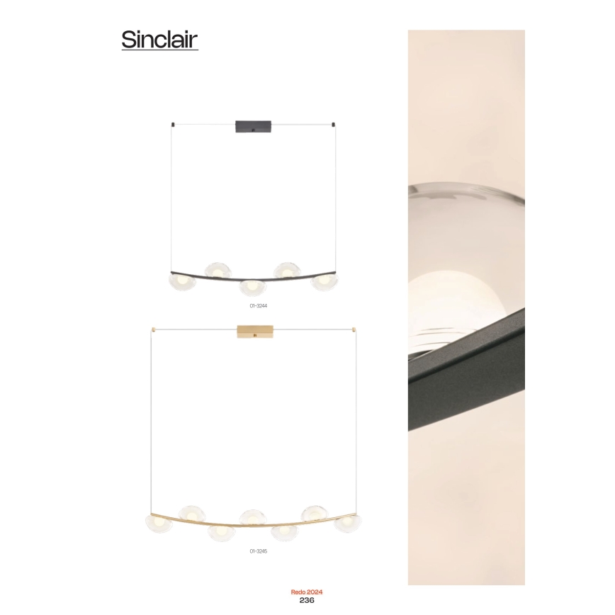 Redo 01-3244 - LED Dimmable chandelier on a string SINCLAIR LED/35W/230V CRI 93 IP21 black
