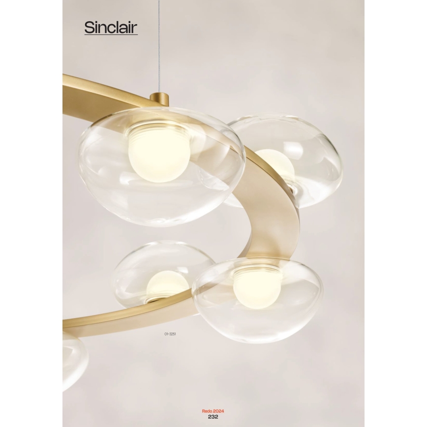 Redo 01-3247- LED Dimmable chandelier on a string SINCLAIR LED/37,2W/230V CRI 93 IP21 gold