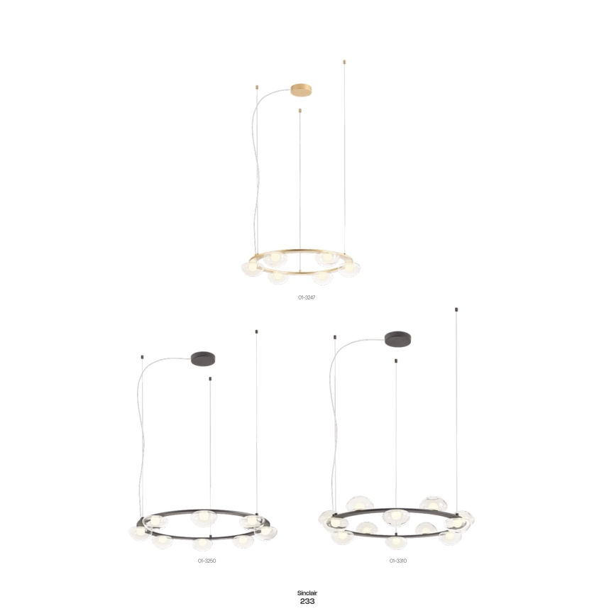 Redo 01-3248- LED Dimmable chandelier on a string SINCLAIR LED/37,2W/230V CRI 93 IP21 black