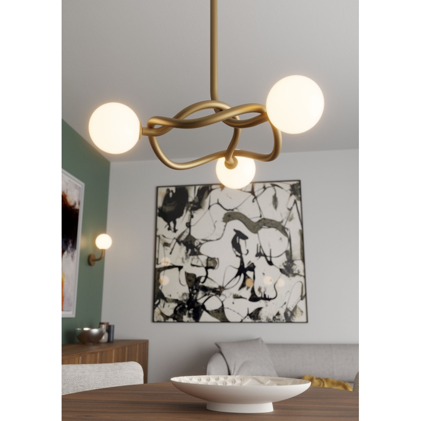 Redo 01-3256 - CONFUSIO Rod Chandelier 3xE14/28W/230V diameter 76 cm Gold