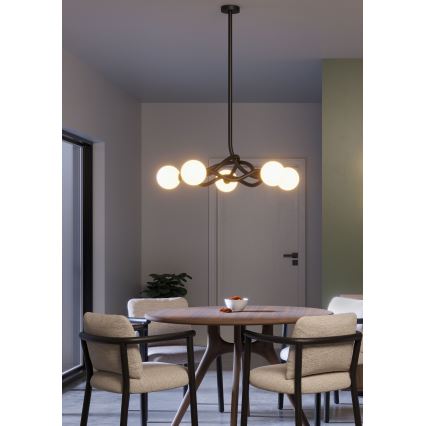 Redo 01-3259 - CONFUSIO Rod-Mounted Chandelier 5xE14/28W/230V, Ø 96 cm, Black