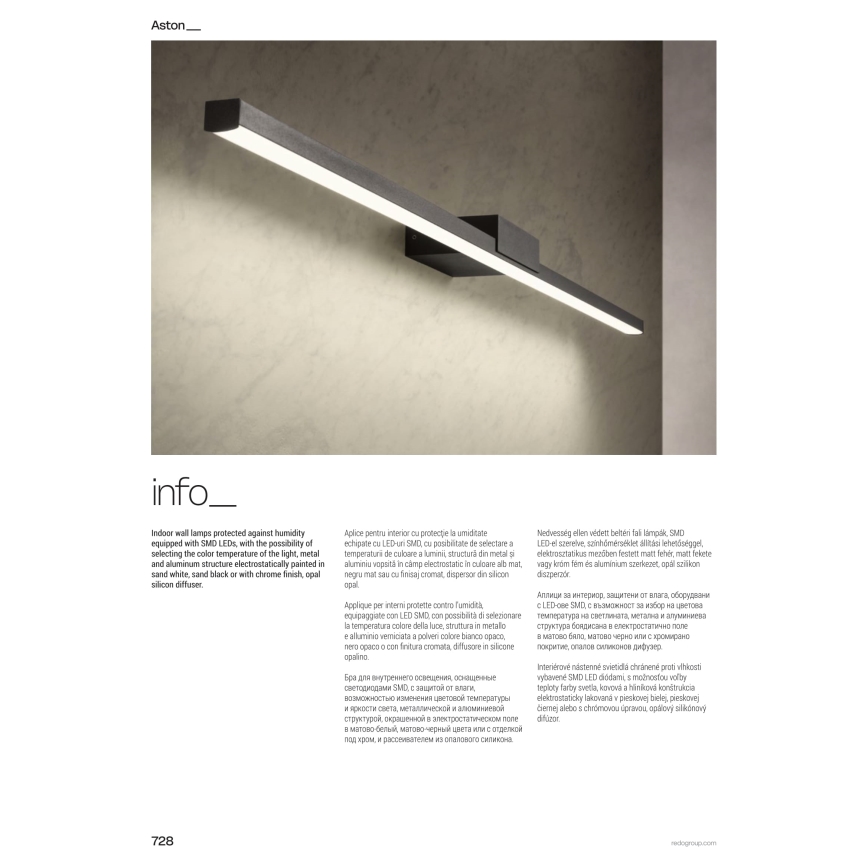 Redo 01-3274 - ASTON LED Bathroom Mirror Light LED/24W/230V 3000/4000K 120 cm CRI 90 IP44 White