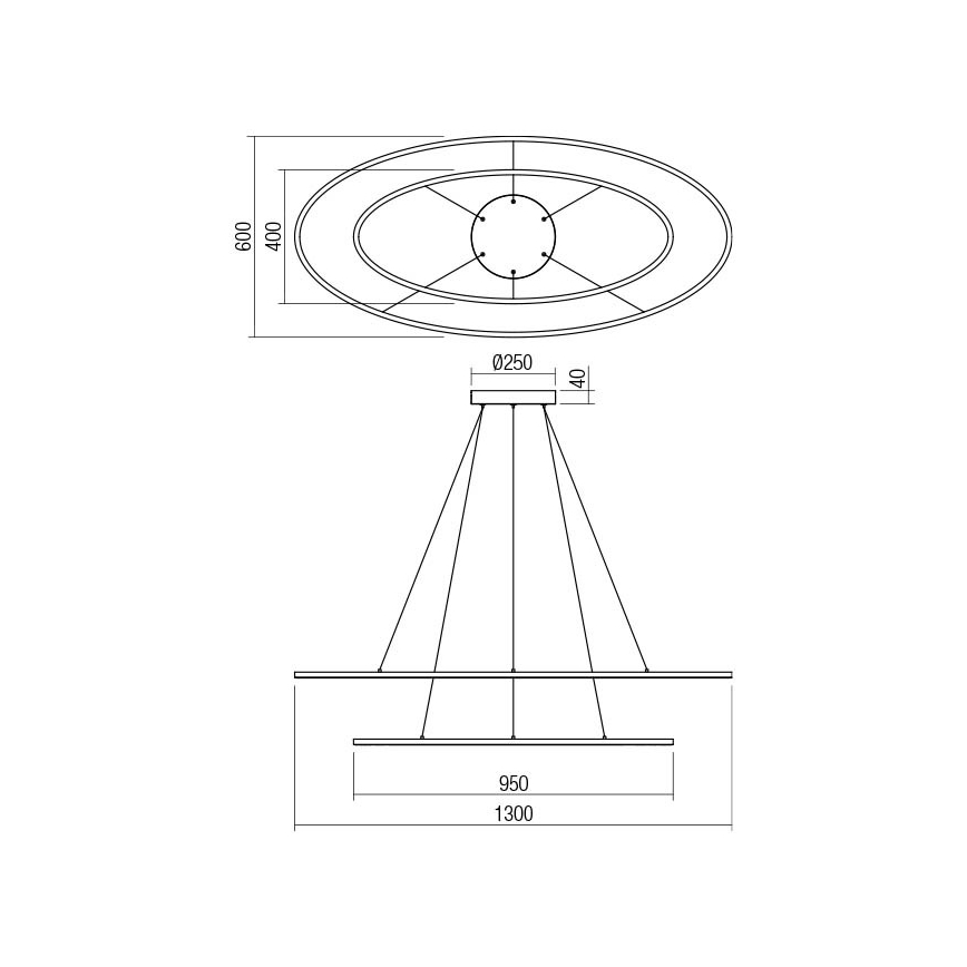 Redo 01-3300 - LEO LED dimmable cable-hung chandelier LED/115W/230V 3000/4000K CRI 90 60x130 cm bronze