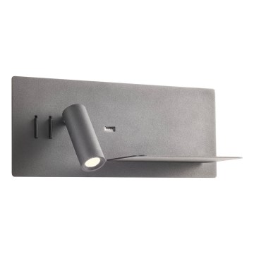 Redo 01-3316 - LED Wall spotlight BROOK LED/8W/230V + LED/3W USB CRI 90 black right