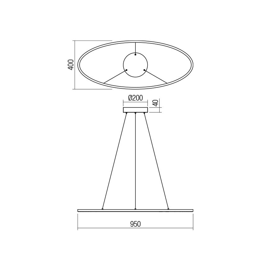 Redo 01-3339 - LEO Dimmable LED Chandelier on Cable LED/48W/230V 3000/4000K CRI 90 Black