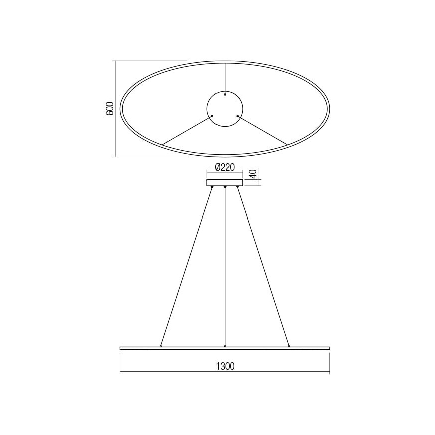 Redo 01-3340 - LEO Dimmable LED Cable Pendant Light 67W/230V, Switchable 3000/4000K, CRI 90, 60x130 cm, White