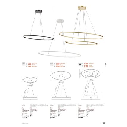 Redo 01-3341 - LED Dimmable Cable Pendant LEO LED/67W/230V 3000/4000K CRI 90 60x130 cm bronze