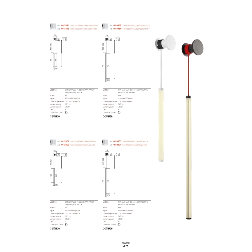 Redo 01-3363 - SWING LED Dimmable Wall Lamp LED/16W/230V 3000/4000K CRI 90 white