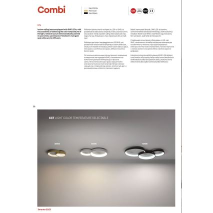 Redo 01-3375 - LED Dimmable ceiling light COMBI LED/72W/230V 3000/4000/6000K CRI98 black