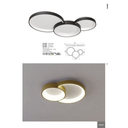 Redo 01-3375 - LED Dimmable ceiling light COMBI LED/72W/230V 3000/4000/6000K CRI98 black