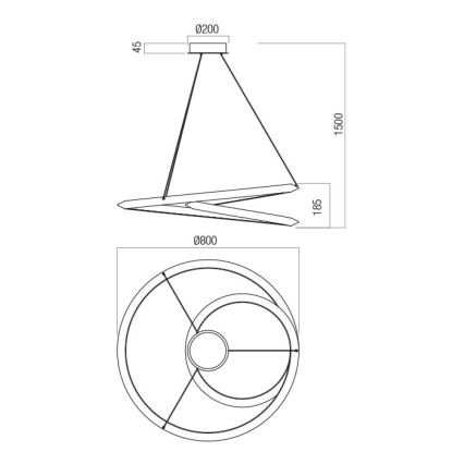 Redo 01-3376 - STORM LED dimmable pendant on cable, 60W/230V, 3000/4000/6000K, CRI 90, Ø 80 cm, white