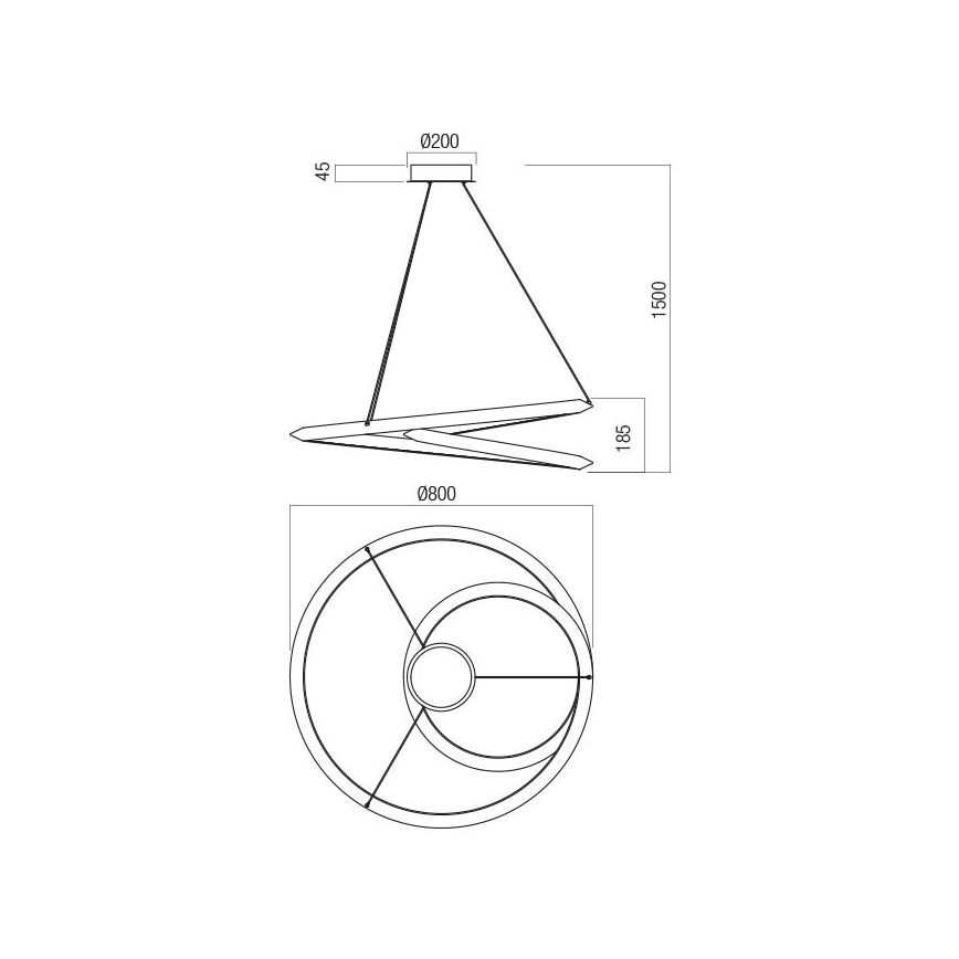 Redo 01-3376 - STORM LED dimmable pendant on cable, 60W/230V, 3000/4000/6000K, CRI 90, Ø 80 cm, white
