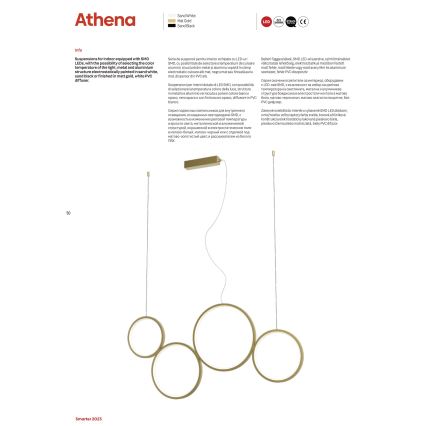 Redo 01-3383 - LED Dimmable chandelier on a string ATHENA LED/40W/230V 3000/4000/6000K CRI98 gold