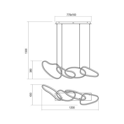 Redo 01-3390 - BIAS LED Dimmable Cable-Suspended Pendant Lamp LED/90W/230V 3000/4500/6500K CRI 90 Black