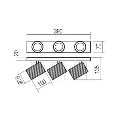 Redo 01-3405 - DELPHI spotlight 3xGU10/7W/230V, gold finish